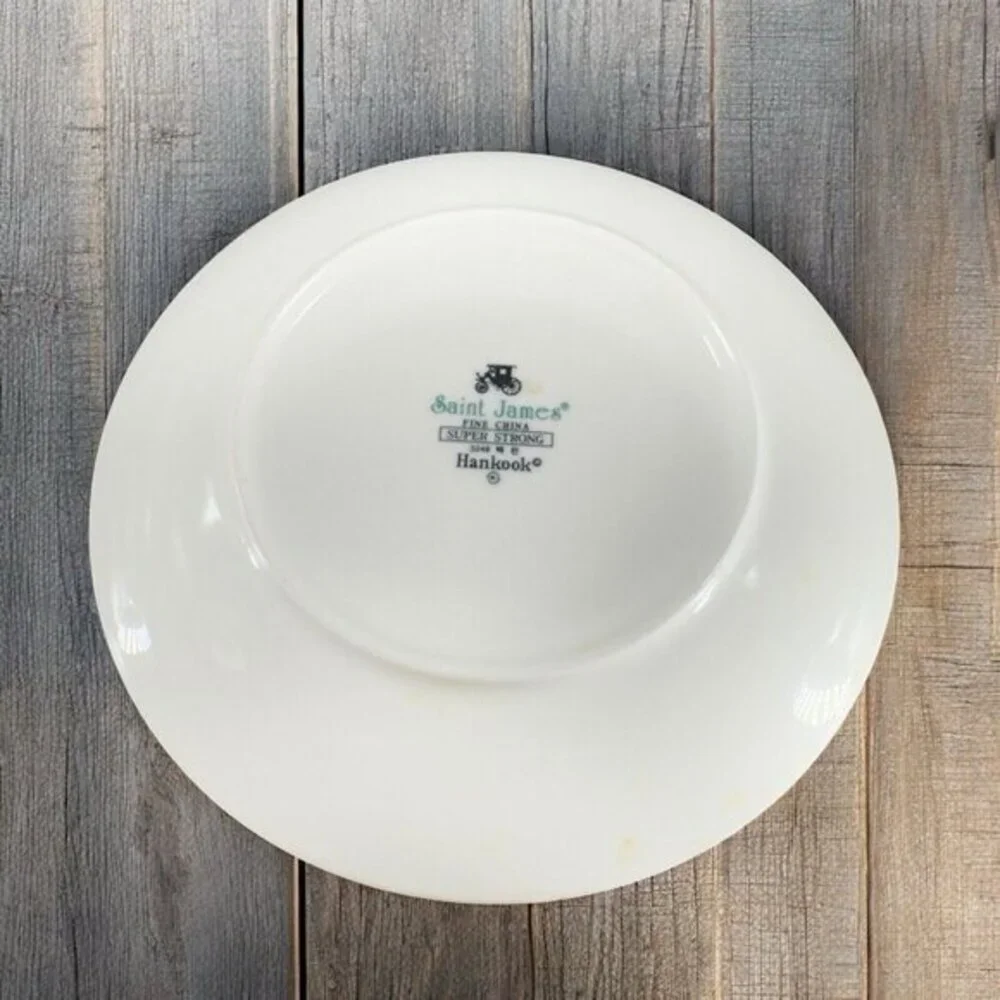 Saint James by Hankook Super‎ Strong Porcelain Dish Plate Set 2 Floral Pattern